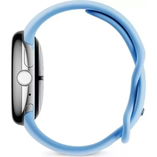 Умные часы Google Pixel Watch 2 LTE (глянцевый серебристый/залив, спортивный силиконовый ремешок)