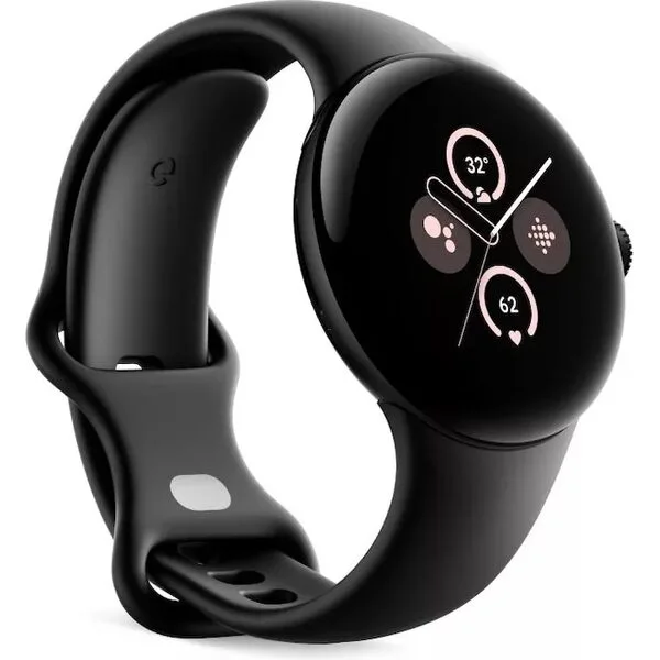 Умные часы Google Pixel Watch 2 LTE (матовый черный/обсидиан, спортивный силиконовый ремешок)