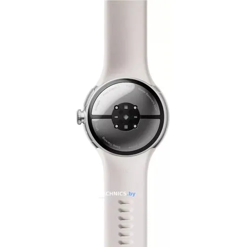 Умные часы Google Pixel Watch 2 (глянцевый серебристый/фарфор, спортивный силиконовый ремешок)