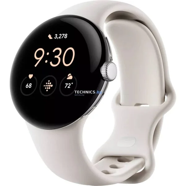 Умные часы Google Pixel Watch LTE (глянцевый серебристый/мел)