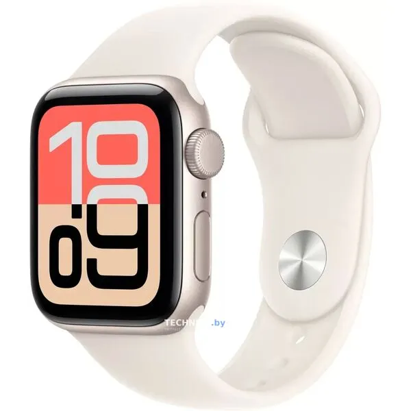Умные часы Apple Watch SE 3 40 мм (алюминиевый корпус, звездный свет/звездный свет, спортивный силиконовый ремешок M/L)