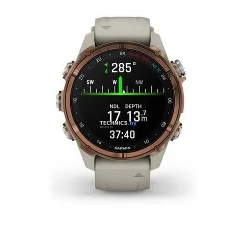 Умные часы Garmin Descent Mk3i 43мм (бронзово-серый титан, с серым силиконовым ремешком)