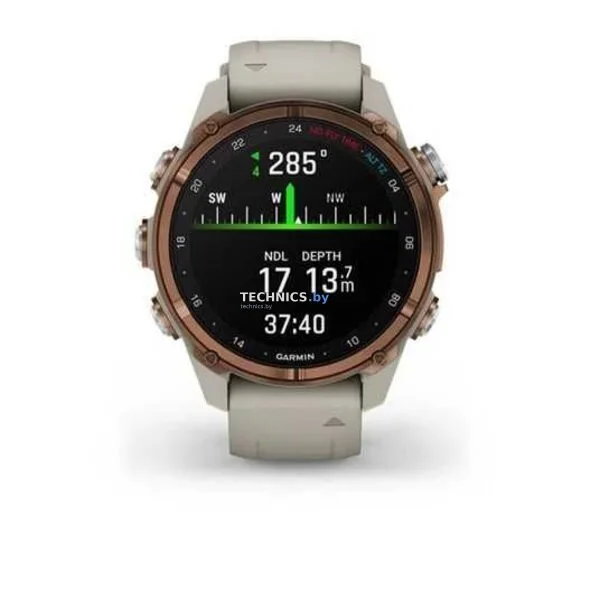 Умные часы Garmin Descent Mk3i 43мм (бронзово-серый титан, с серым силиконовым ремешком)