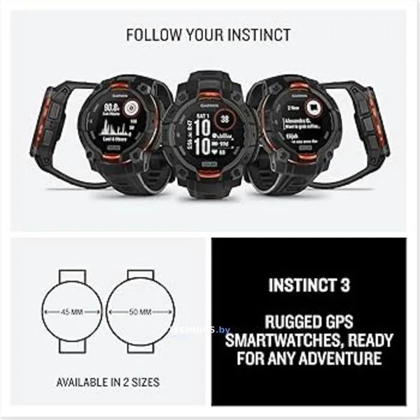 Умные часы Garmin Instinct 3 45 мм (черный)