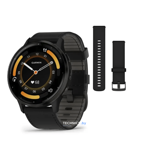 Умные часы Garmin Venu 3 (черный, с кожаным ремешком)