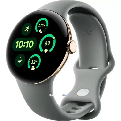 Умные часы Google Pixel Watch 3 41 мм (золотистый шампань/лесной орех, спортивный силиконовый ремешок)