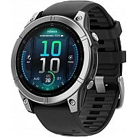 Умные часы Garmin Fenix 8 E 47мм (нержавеющая сталь, черный силиконовый ремешок)
