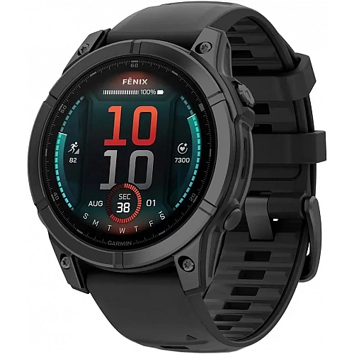 Умные часы Garmin Fenix 8 E 47мм (серая сталь, черный силиконовый ремешок)