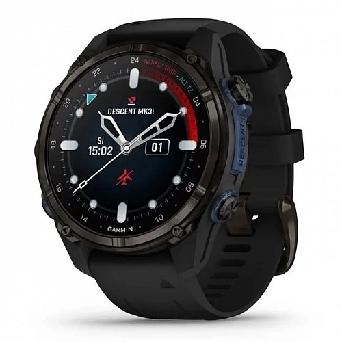 Умные часы Garmin Descent Mk3i 43мм (карбоново-серый титан, с черным силиконовым ремешком)