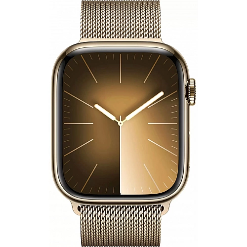 Умные часы Apple Watch Series 9 LTE 45 мм (корпус из нержавеющей стали, золото/миланский золотистый)