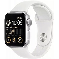 Умные часы Apple Watch SE 2 40 мм (алюминиевый корпус, серебристый/белый, спортивный силиконовый ремешок)