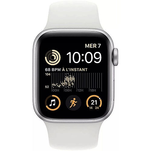 Умные часы Apple Watch SE 2 40 мм (алюминиевый корпус, серебристый/белый, спортивный силиконовый ремешок)