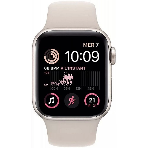 Умные часы Apple Watch SE 2 40 мм (алюминиевый корпус, звездный свет/звездный свет, спортивный силиконовый ремешок)