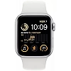 Умные часы Apple Watch SE 2 LTE 44 мм (алюминиевый корпус, серебристый/белый, силиконовый ремешок)