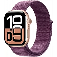 Умные часы Apple Watch Series 10 42 мм (алюминиевый корпус, розовое золото/сливовый, нейлоновый ремешок)
