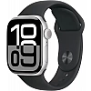 Умные часы Apple Watch Series 10 42 мм (алюминиевый корпус, серебристый/черный, спортивный силиконовый ремешок S/M)