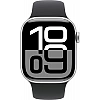 Умные часы Apple Watch Series 10 42 мм (алюминиевый корпус, серебристый/черный, спортивный силиконовый ремешок S/M)