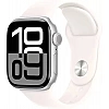 Умные часы Apple Watch Series 10 42 мм (алюминиевый корпус, серебристый/легкие румяна, спортивный силиконовый ремешок S/M)
