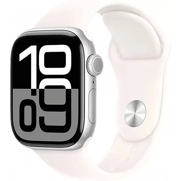 Умные часы Apple Watch Series 10 42 мм (алюминиевый корпус, серебристый/легкие румяна, спортивный силиконовый ремешок S/M)