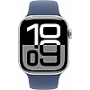 Умные часы Apple Watch Series 10 42 мм (алюминиевый корпус, серебристый/синий, спортивный силиконовый ремешок M/L)