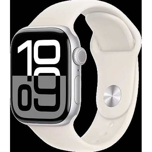 Умные часы Apple Watch Series 10 42 мм (алюминиевый корпус, серебристый/светло-персиковый, спортивный силиконовый ремешок M/L)