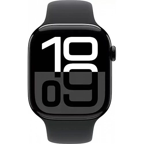 Умные часы Apple Watch Series 10 46 мм (алюминиевый корпус, черный/черный, спортивный силиконовый ремешок M/L)