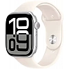 Умные часы Apple Watch Series 10 46 мм (алюминиевый корпус, серебристый/звездный свет, спортивный силиконовый ремешок M/L)