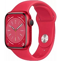 Умные часы Apple Watch Series 8 41 мм (алюминиевый корпус, красный/красный, спортивный силиконовый ремешок)