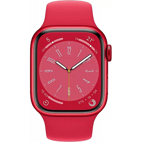 Умные часы Apple Watch Series 8 41 мм (алюминиевый корпус, красный/красный, спортивный силиконовый ремешок S/M)