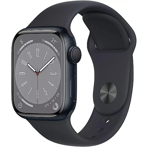Умные часы Apple Watch Series 8 41 мм (алюминиевый корпус, полуночный/полуночный, спортивный силиконовый ремешок M/L)
