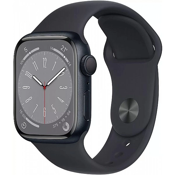 Умные часы Apple Watch Series 8 41 мм (алюминиевый корпус, полуночный/полуночный, спортивный силиконовый ремешок S/M)