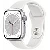 Умные часы Apple Watch Series 8 41 мм (алюминиевый корпус, серебристый/белый, спортивный силиконовый ремешок M/L)