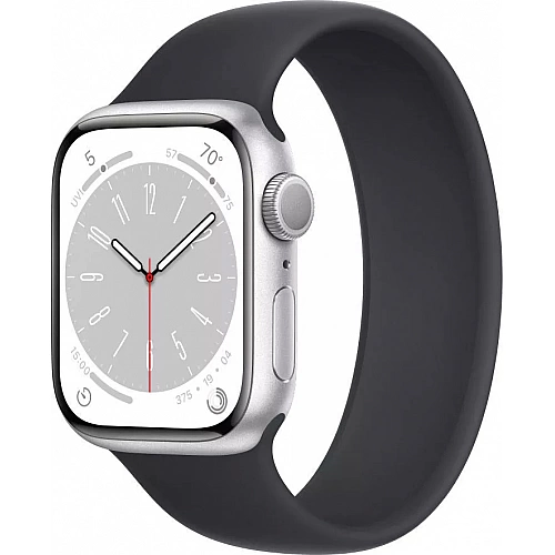Умные часы Apple Watch Series 8 41 мм (алюминиевый корпус, серебристый/темно-серый, силиконовый ремешок)