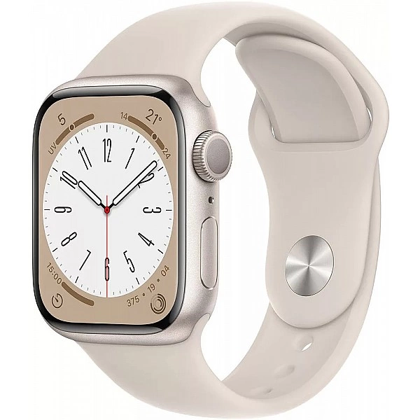 Умные часы Apple Watch Series 8 41 мм (алюминиевый корпус, звездный свет/звездный свет, спортивный силиконовый ремешок M/L)