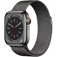 Умные часы Apple Watch Series 8 41 мм (корпус из нержавеющей стали, графитовый/графитовый, миланский сетчатый браслет)
