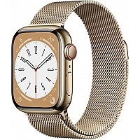 Умные часы Apple Watch Series 8 41 мм (корпус из нержавеющей стали, золотистый/золотистый, миланский сетчатый браслет)