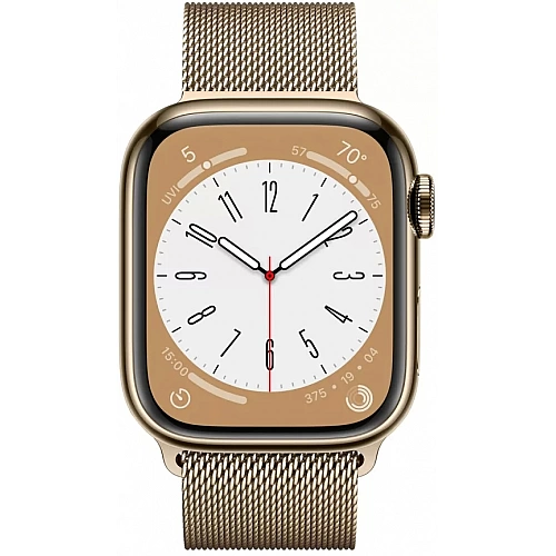 Умные часы Apple Watch Series 8 41 мм (корпус из нержавеющей стали, золотистый/золотистый, миланский сетчатый браслет)
