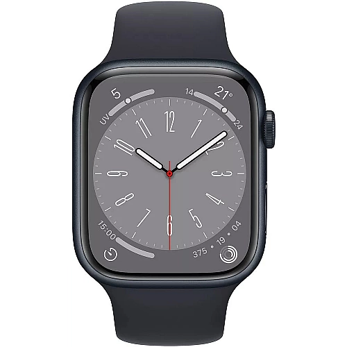 Умные часы Apple Watch Series 8 45 мм (алюминиевый корпус, полуночный/полуночный, спортивный силиконовый ремешок)