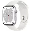 Умные часы Apple Watch Series 8 45 мм (алюминиевый корпус, серебристый/белый, спортивный силиконовый ремешок M/L)