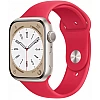 Умные часы Apple Watch Series 8 45 мм (алюминиевый корпус, звездный свет/красный, спортивный силиконовый ремешок)