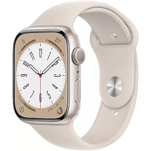 Умные часы Apple Watch Series 8 45 мм (алюминиевый корпус, звездный свет/звездный свет, спортивный силиконовый ремешок M/L)