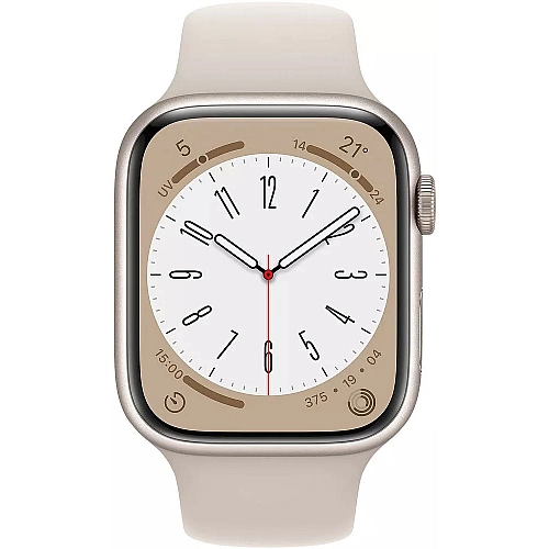 Умные часы Apple Watch Series 8 45 мм (алюминиевый корпус, звездный свет/звездный свет, спортивный силиконовый ремешок M/L)