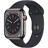 Умные часы Apple Watch Series 8 LTE 45 мм (корпус из нержавеющей стали, темно-серый/темно-серый, силиконовый ремешок)
