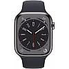 Умные часы Apple Watch Series 8 LTE 45 мм (корпус из нержавеющей стали, темно-серый/темно-серый, силиконовый ремешок)