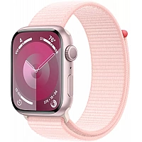Умные часы Apple Watch Series 9 45 мм (алюминиевый корпус, розовый/розовый, спортивный нейлоновый ремешок)