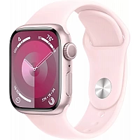 Умные часы Apple Watch Series 9 45 мм (алюминиевый корпус, розовый/розовый, спортивный силиконовый ремешок)