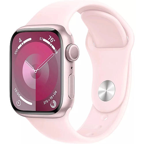 Умные часы Apple Watch Series 9 45 мм (алюминиевый корпус, розовый/розовый, спортивный силиконовый ремешок)