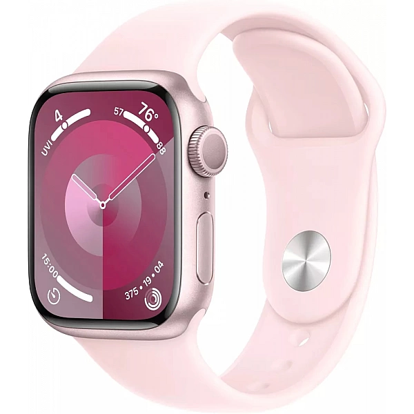 Умные часы Apple Watch Series 9 45 мм (алюминиевый корпус, розовый/розовый, спортивный силиконовый ремешок)