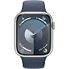 Умные часы Apple Watch Series 9 45 мм (алюминиевый корпус, серебристый/грозовой синий, спортивный силиконовый ремешок M/L)