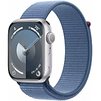 Умные часы Apple Watch Series 9 45 мм (алюминиевый корпус, серебристый/зимний синий, нейлоновый ремешок)